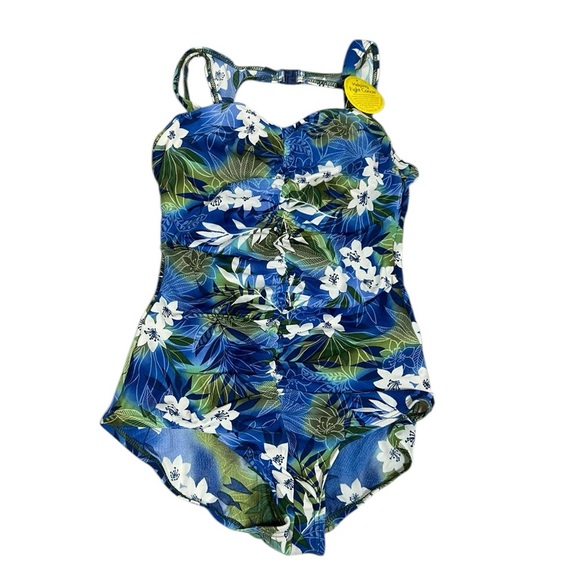 It Figures Women’s Size 16 Tropical Floral Swimsuit Tummy Thinner 90s QVC VTG - Picture 1 of 10